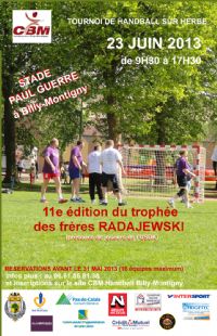Tournoi de handball sur herbe. Le dimanche 23 juin 2013 à Billy Montigny. Pas-de-Calais.  09H30